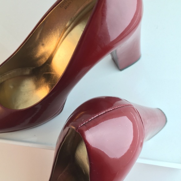 deep red block heels